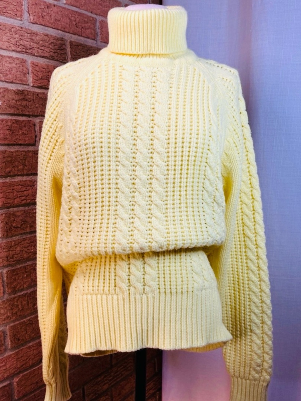 Vintage McGregor CableKnit Turtleneck Sweater XL Oversized Cozy Cottagecore